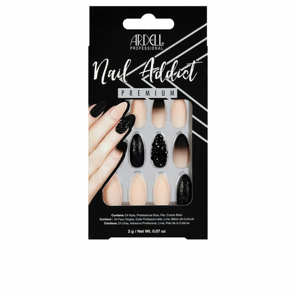 False nails Ardell Nail Addict Black Stud & Pink Ombre (24 pcs)-0