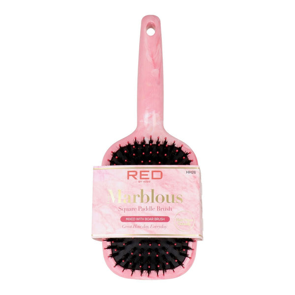 Detangling Hairbrush Red Kiss Kiss Marblous Pink Squared - Cosmova