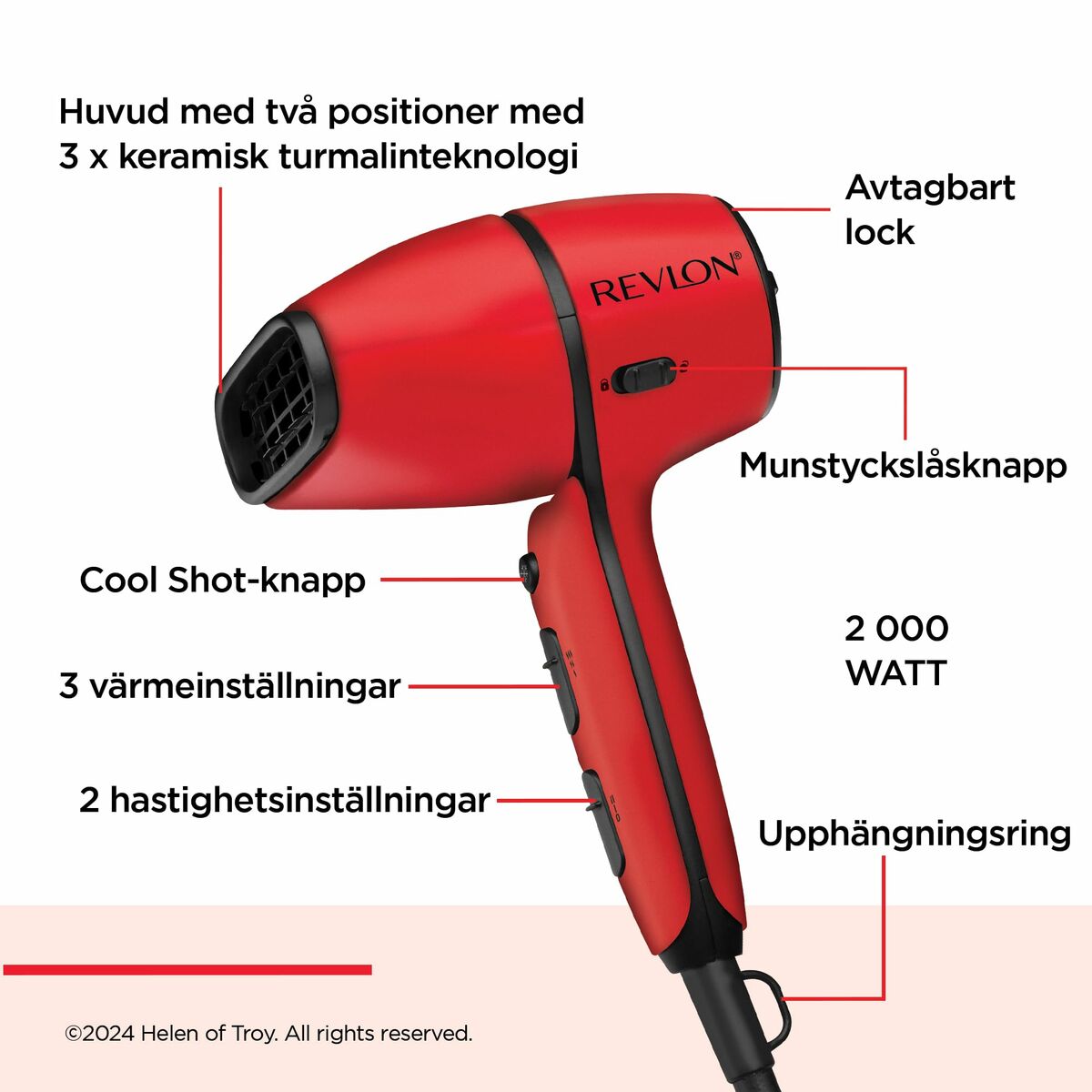 Hairdryer Revlon RVDR5320E Red 2000 W-2