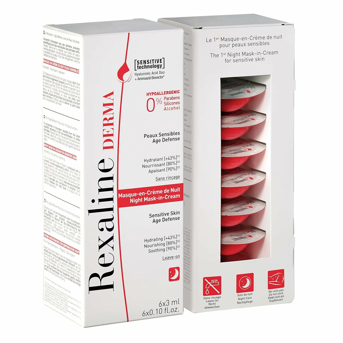 Moisturising Overnight Mask Rexaline Derma 3 ml x 6 Sensitive skin-0