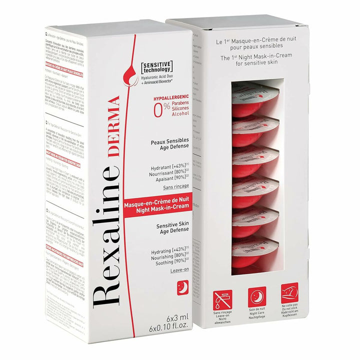 Moisturising Overnight Mask Rexaline Derma 3 ml x 6 Sensitive skin-0