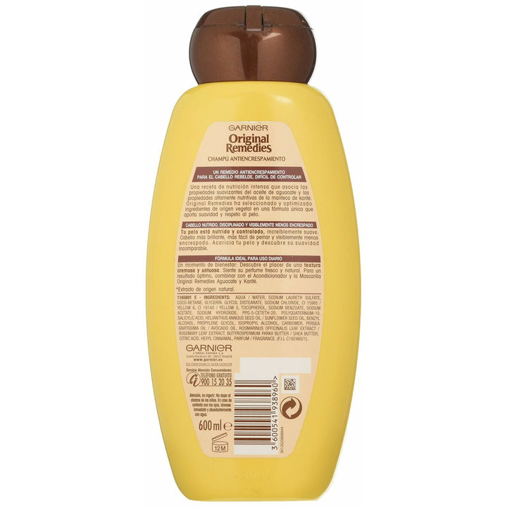 Anti - Frizz Shampoo Garnier Original Remedies Avocado Shea 600 ml - Cosmova