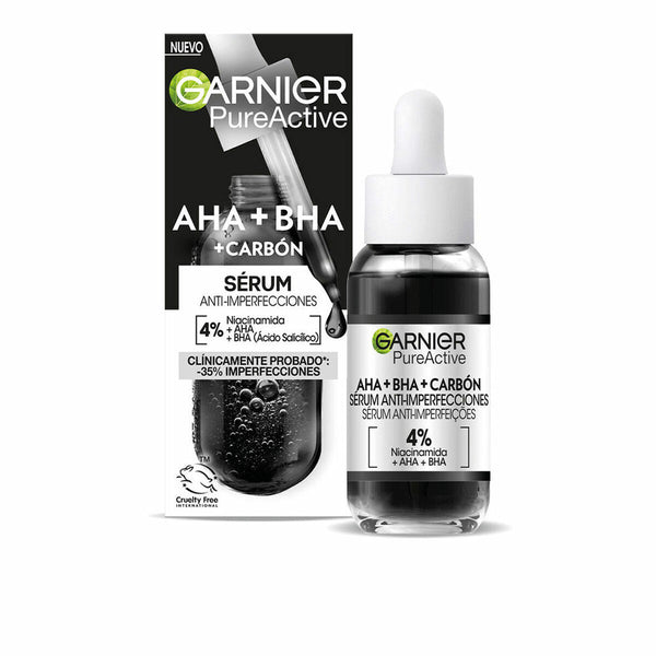 Facial Serum Garnier Pure Active Aha Bha Carbón Anti-imperfections 30 ml-0