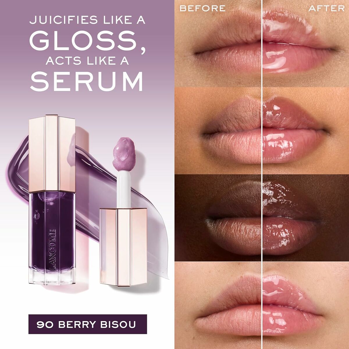 Gloss Lancôme IDÔLE MAKE-UP Purple Nº 90-Berry Bisou 9 ml-9