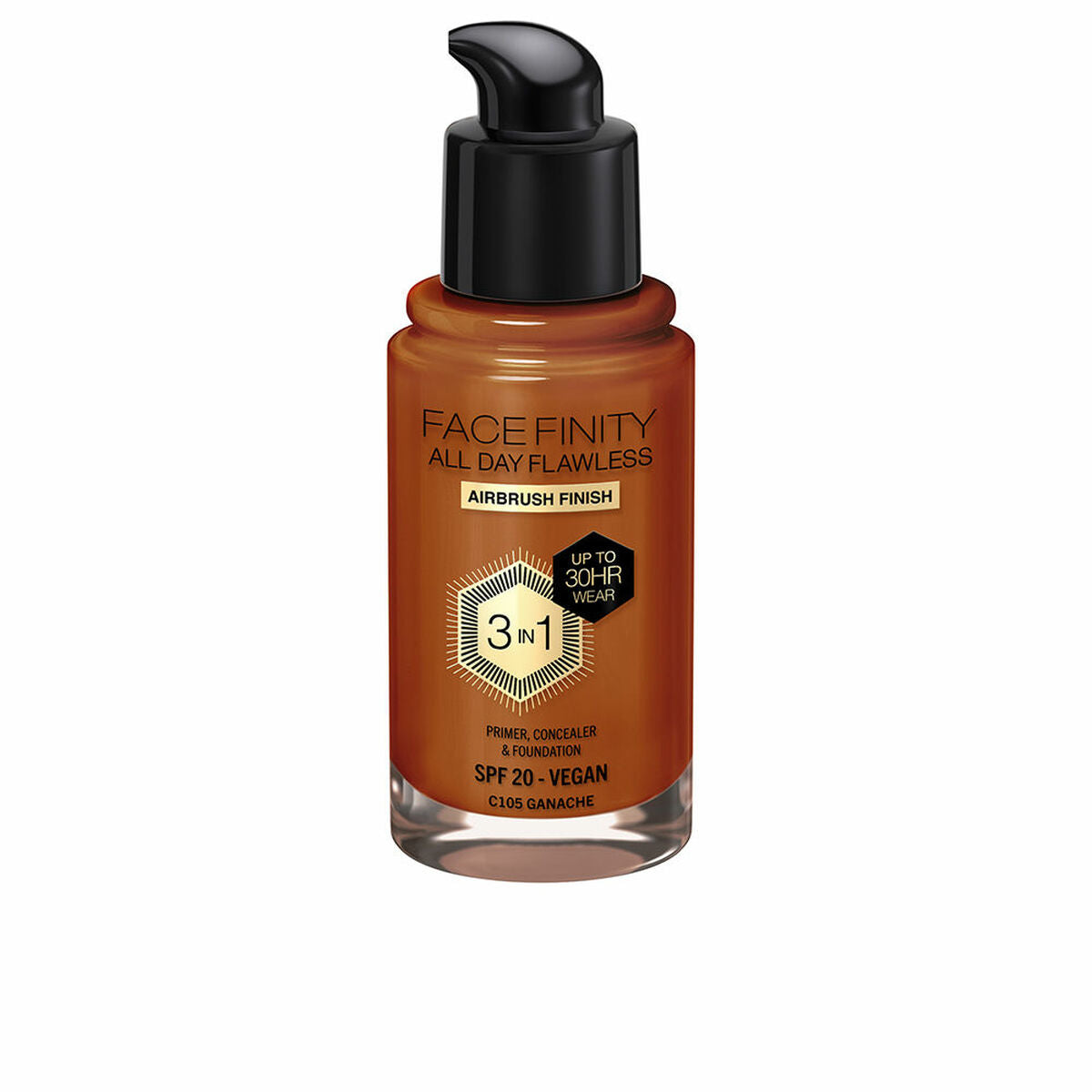 Crème Make-up Base Max Factor Face Finity All Day Flawless 3-in-1 Spf 20 Nº C105 Ganache 30 ml-0