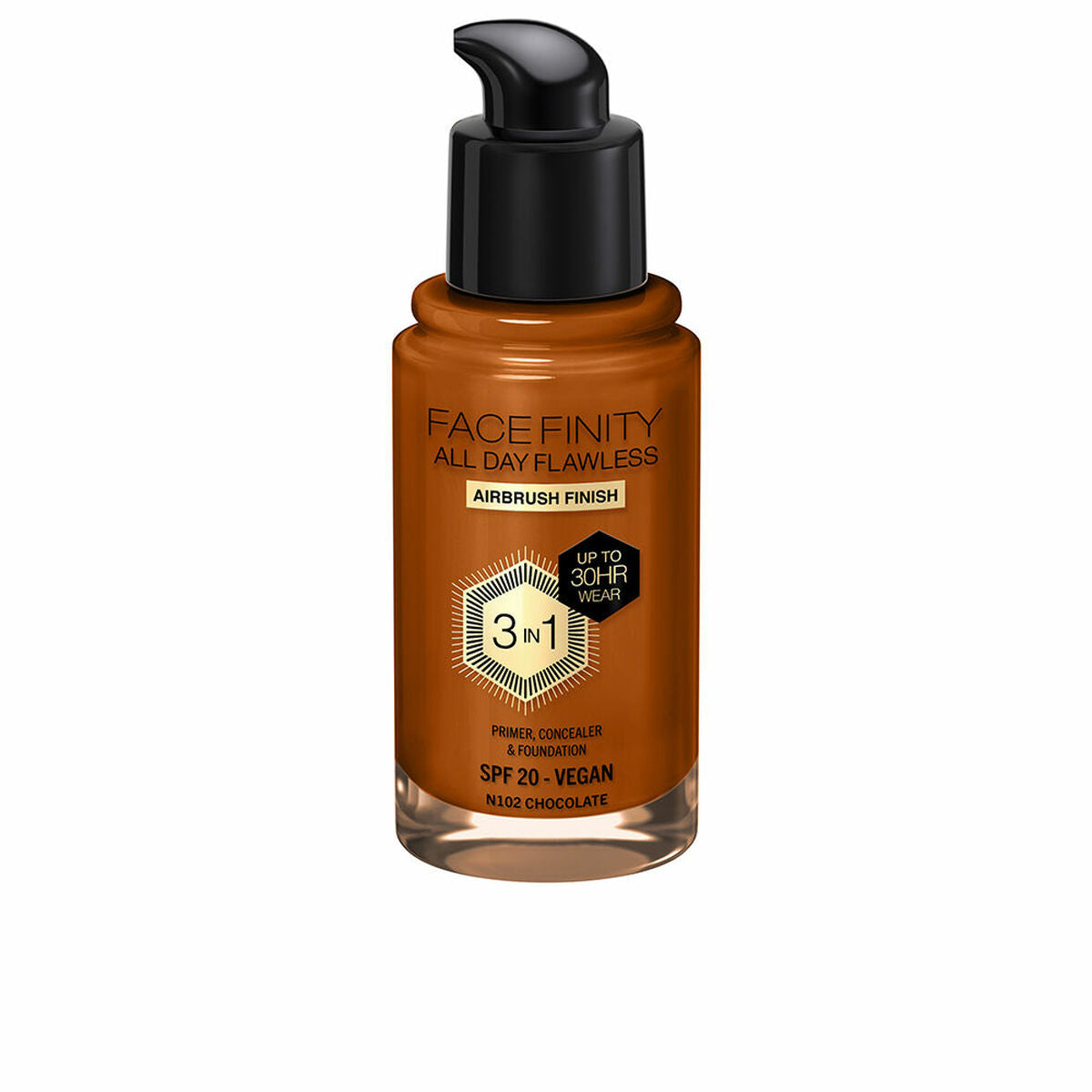 Crème Make-up Base Max Factor Face Finity All Day Flawless 3-in-1 Spf 20 Nº N102 Chocolate 30 ml-0