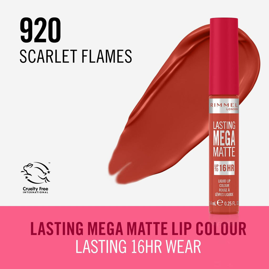 Liquid lipstick Rimmel London Lasting Mega Matte Nº 920 Scarlet Flames 7,4 ml-2