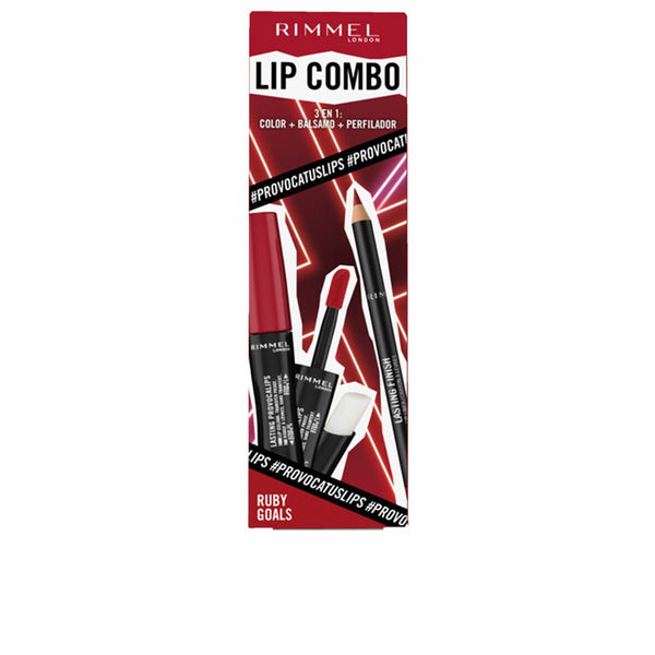 Make - Up Set Rimmel London Lip Combo 3 Pieces Ruby Goals - Cosmova