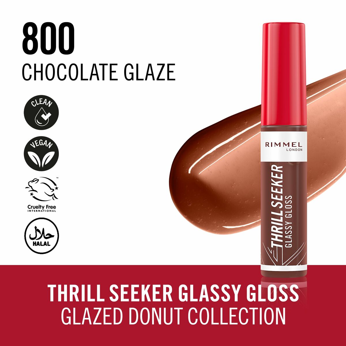 Lip-gloss Rimmel London THRILL SEEKER Nº 800-Chocolate Glaze 10 ml-4