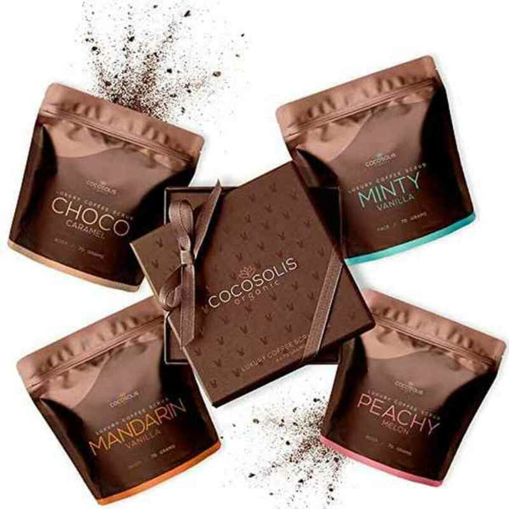 Facial Exfoliator Cocosolis Luxury Coffee Scrub Box 4 Pieces-0