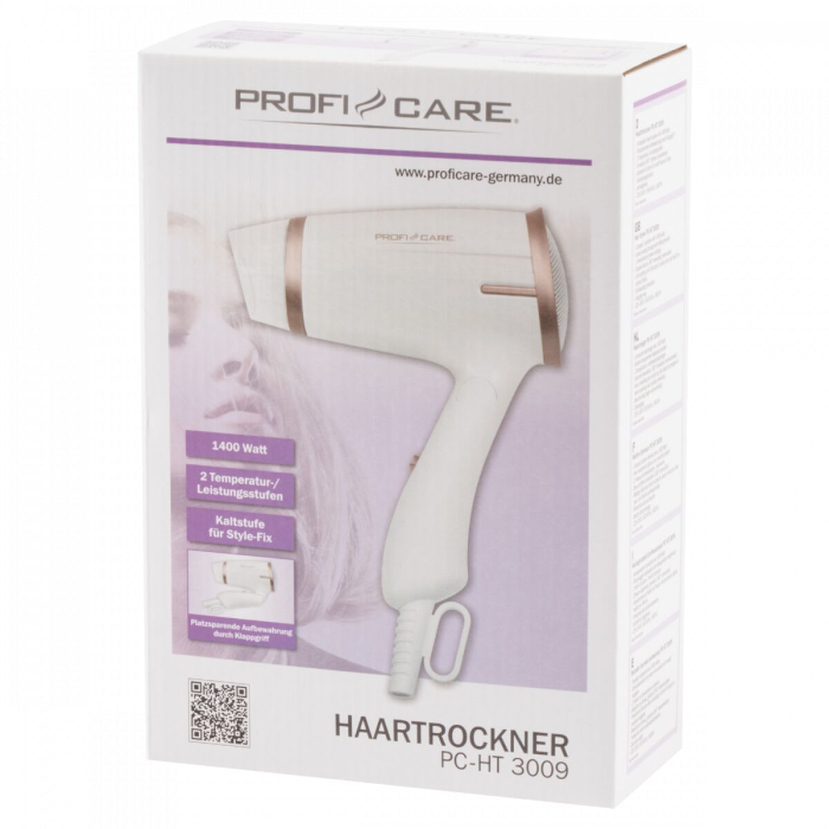 Hairdryer ProfiCare PC-HT 3009 White Champagne Printed 1400 W-1
