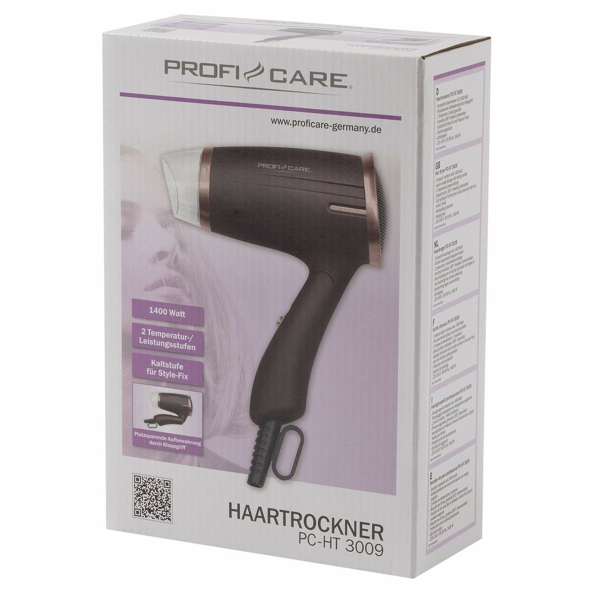 Hairdryer ProfiCare PC-HT 3009 Gold Bronze 1400 W-1