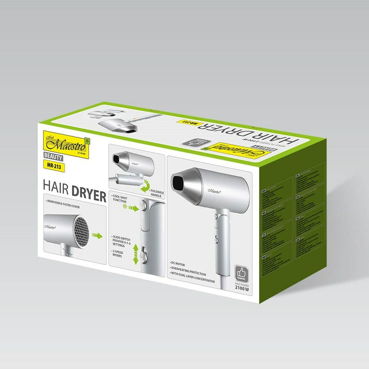 Hairdryer Feel Maestro MR-213 Silver 2100 W-1