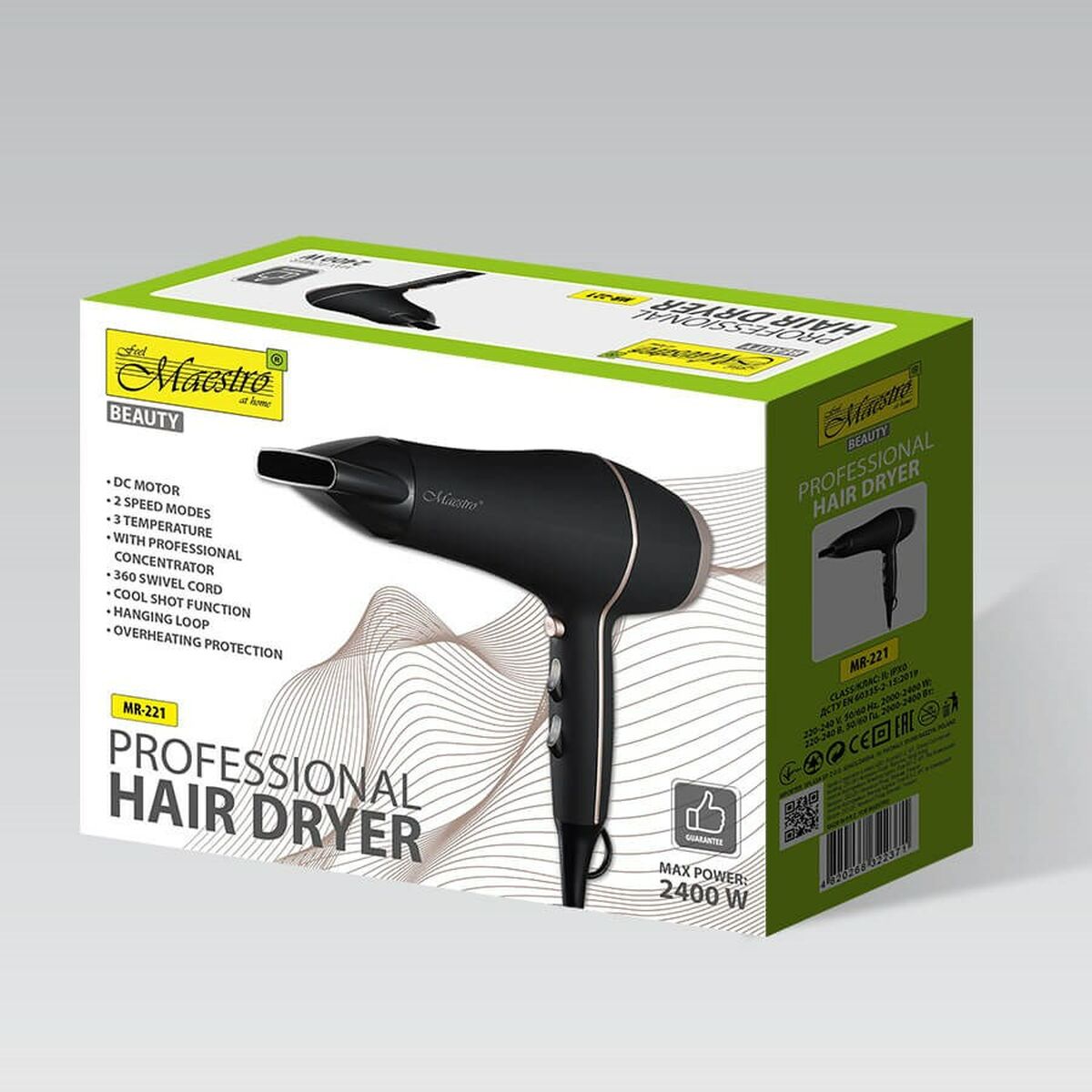 Hairdryer Feel Maestro MR-221 Black 2400 W-1