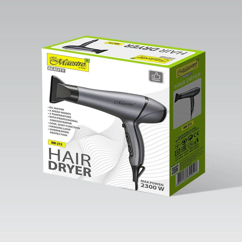 Hairdryer Feel Maestro MR-215 Black Graphite 2300 W-2