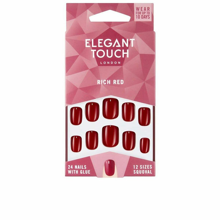 False Nails Elegant Touch Polished Colour Rounded Rich Red (24 uds)-0