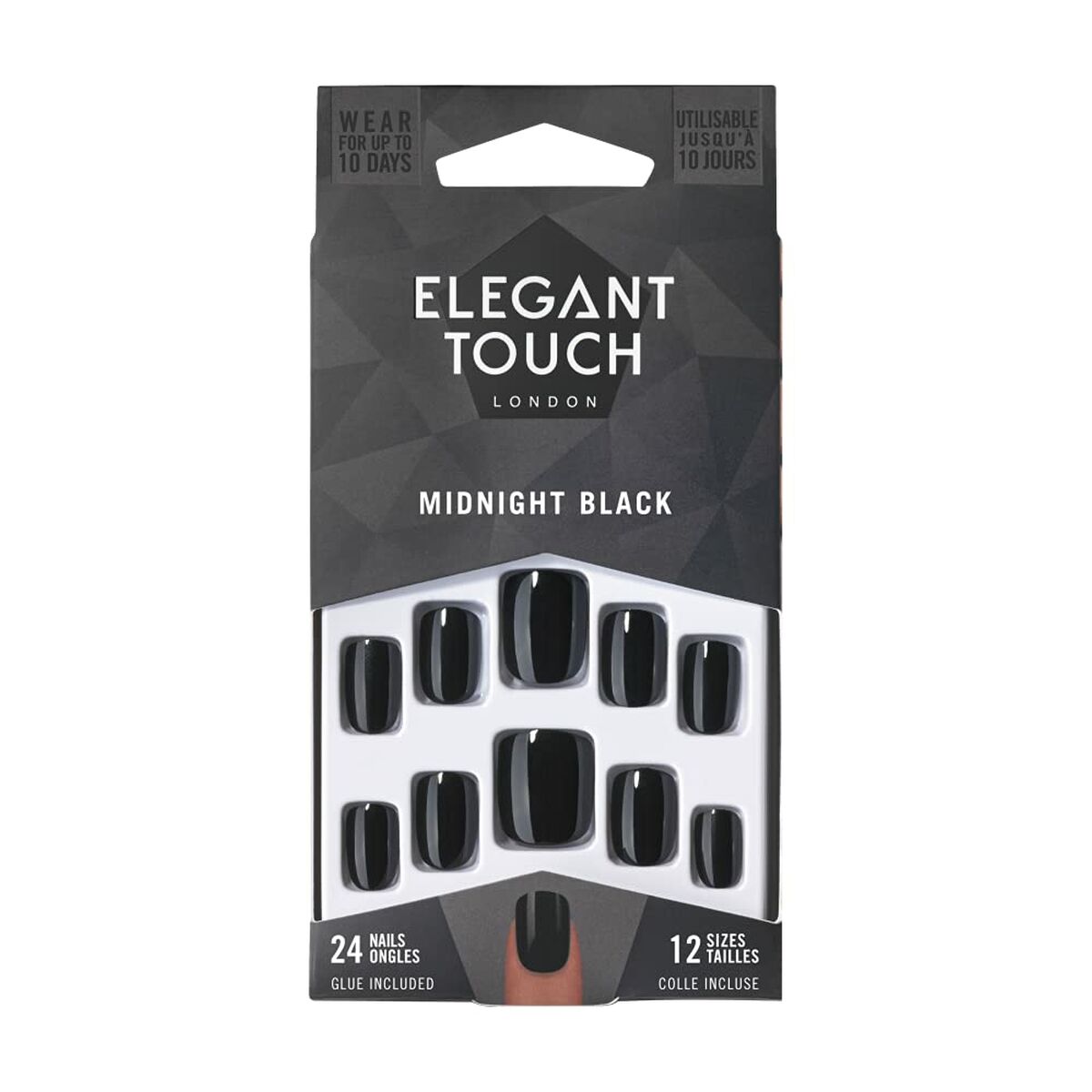 False nails Elegant Touch Core Colour Midnight black (24 pcs)-0