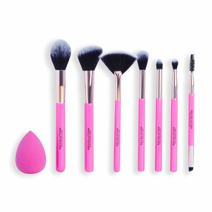 Set of Make-up Brushes Revolution Make Up The Brush Edit Pink 8 Pieces-3