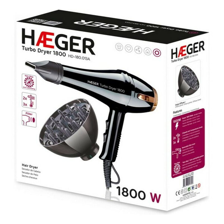 Hairdryer Haeger HAEGER TURBO DRYER 1800 W Black-1
