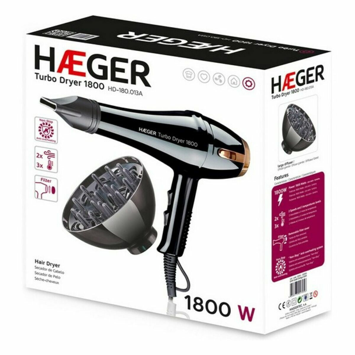 Hairdryer Haeger HD-180.013A 1800 W Black-1
