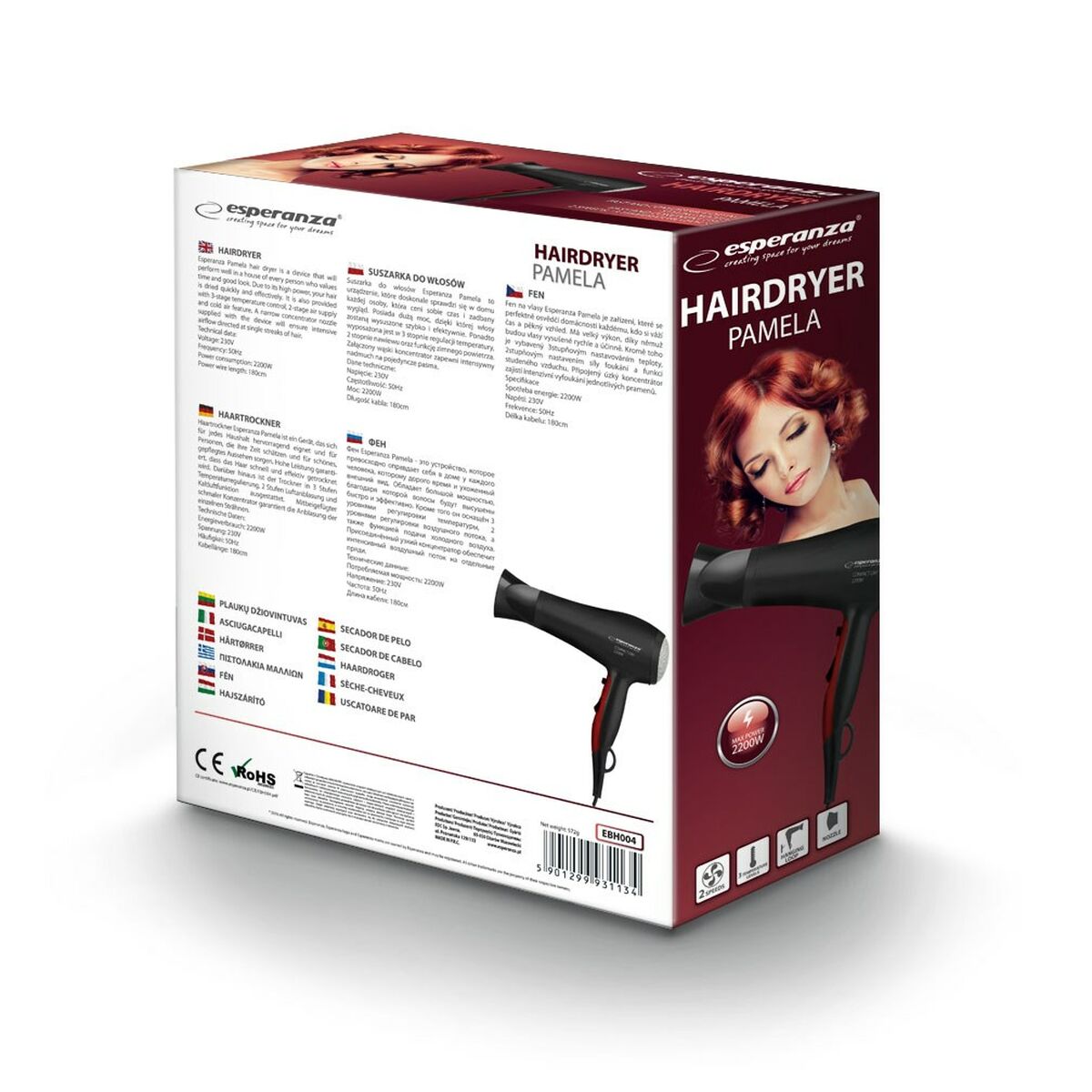 Hairdryer Esperanza EBH004K Black 2200 W-1