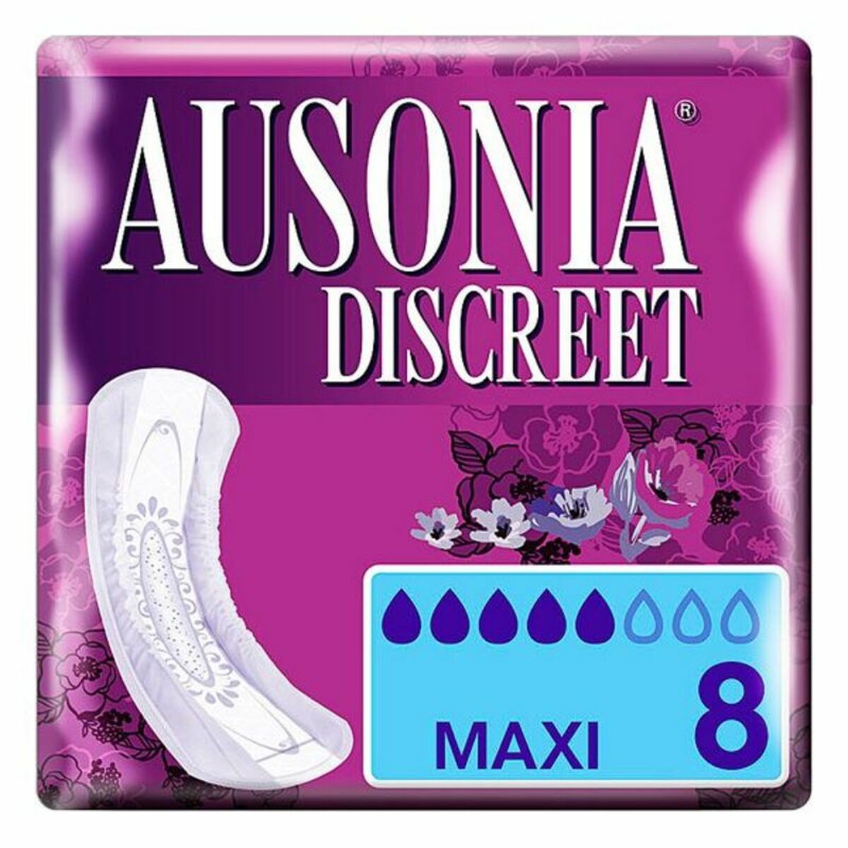 Incontinence Sanitary Pad DISCREET mAXI Ausonia Discreet (8 uds) 8 Units-0