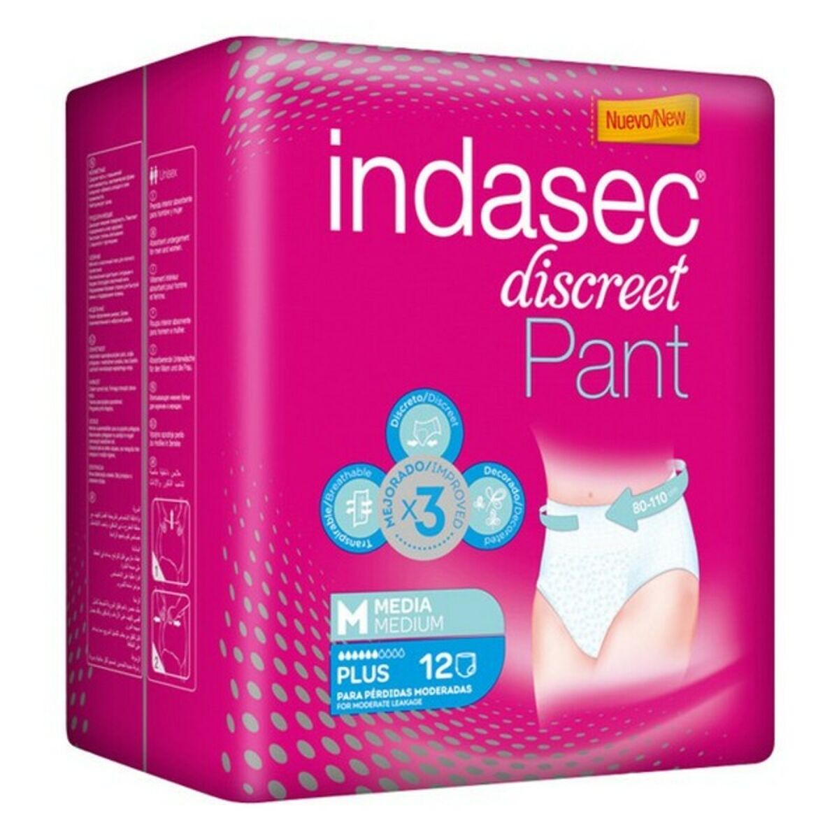 Incontinence Nappies Pant Plus Indasec Pant Plus (12 uds) 12 Units (Parapharmacy)-0