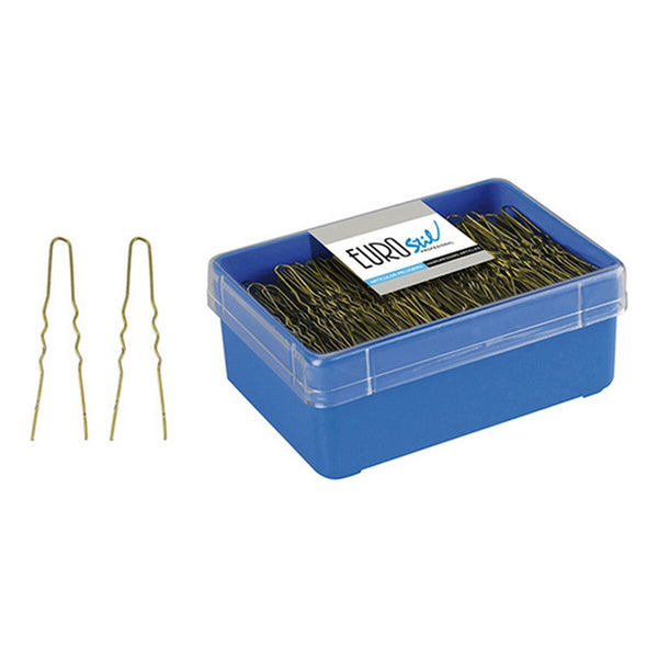 Bun hairpins Eurostil 400 HORQUILLAS 55 mm Bronze (400 pcs) - Cosmova