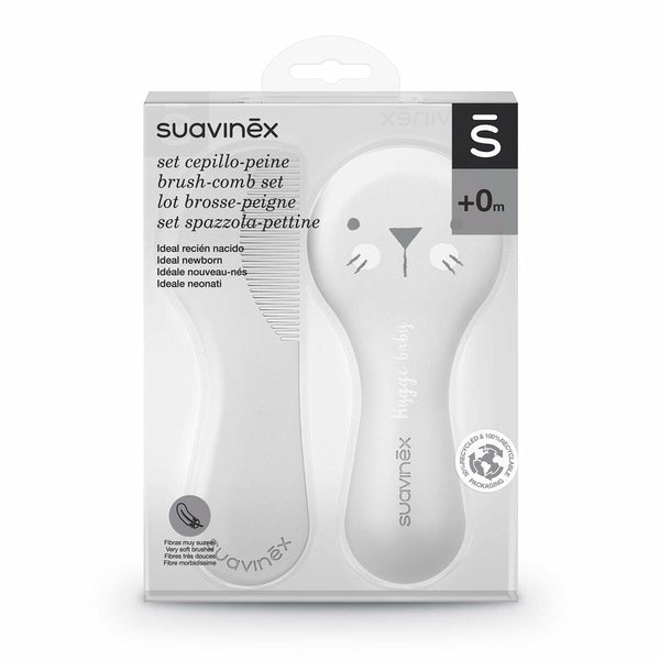 Set of combs/brushes Suavinex White (2 Pieces) - Cosmova