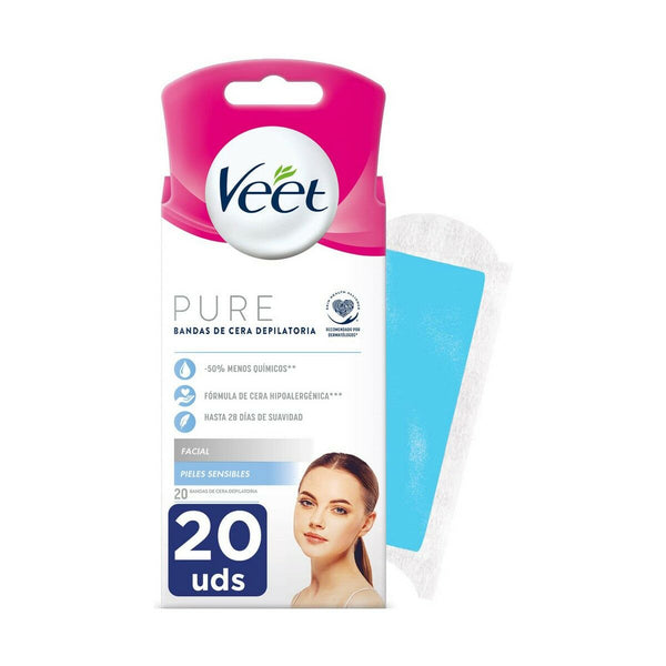 Facial Hair Removal Strips Veet Sensitive skin 20 Units-0