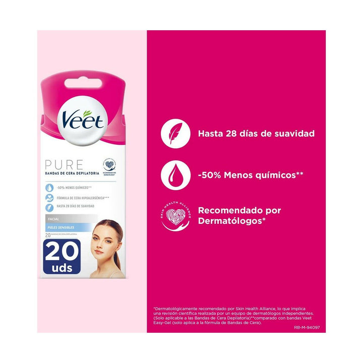Facial Hair Removal Strips Veet Sensitive skin 20 Units-1