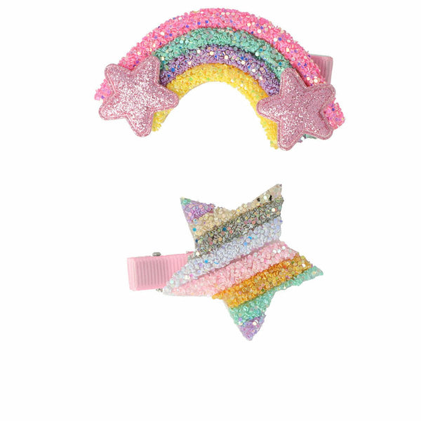 Hair Clips Inca Star Rainbow 2 Units - Cosmova