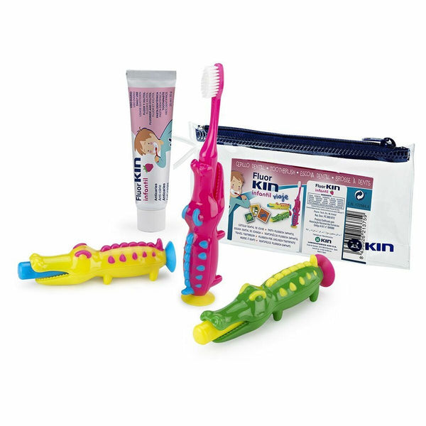 Set Oral Care for Kids Kin Fluorkin Crocodile Travel (3 Pieces) - Cosmova