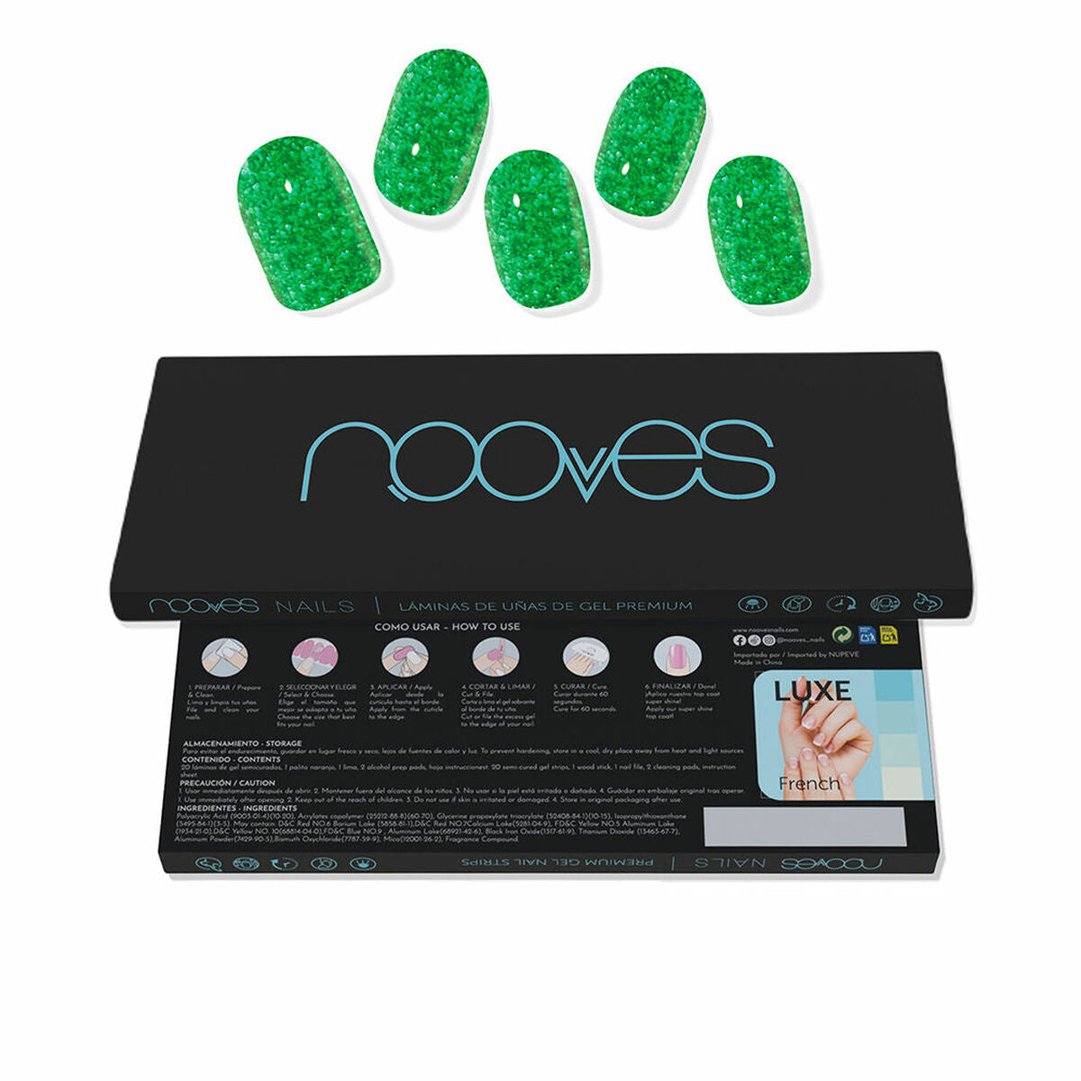 Gel Nail Foils Nooves Glitter green (20 Units)-0