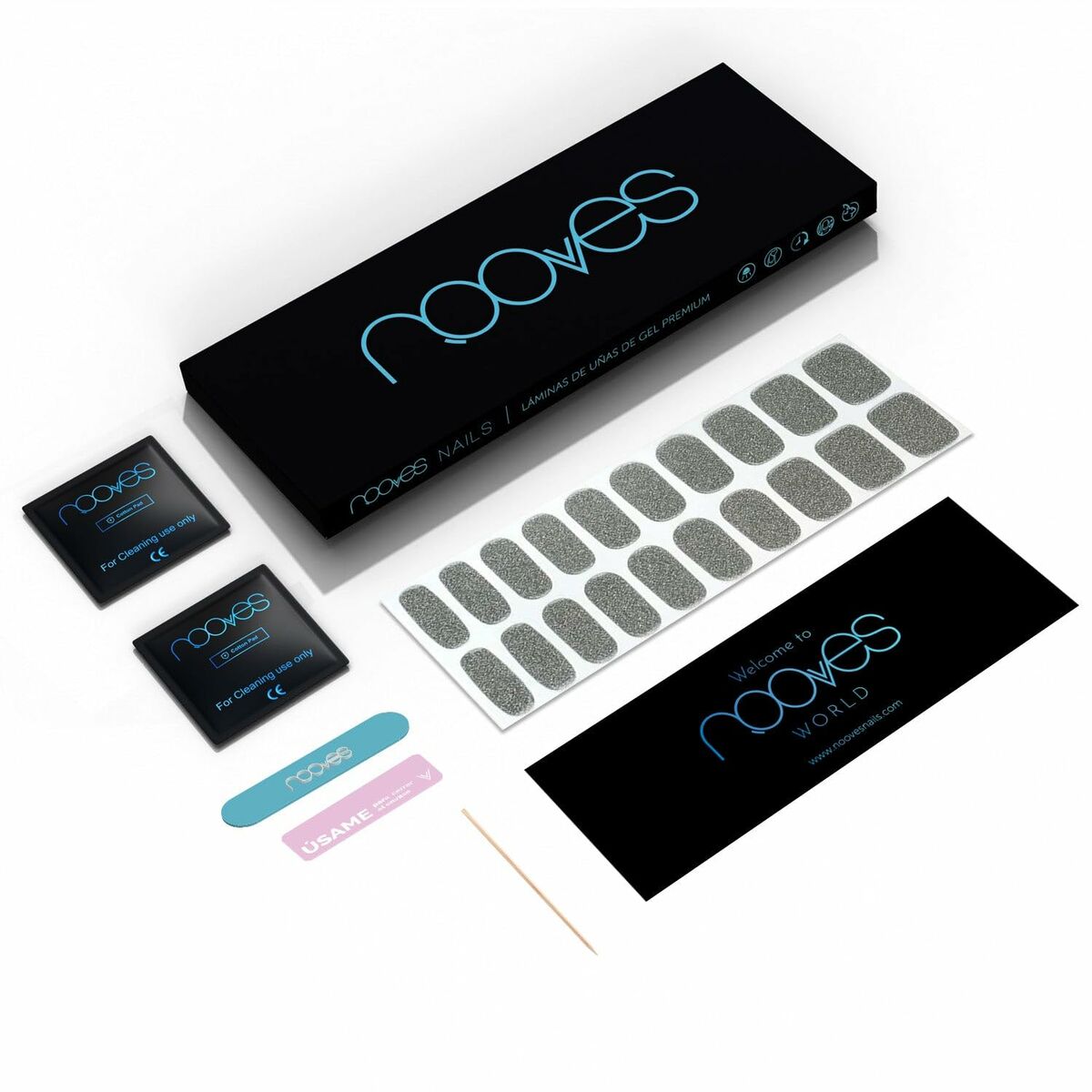 Gel Nail Foils Nooves Glitter grey (20 Units)-2