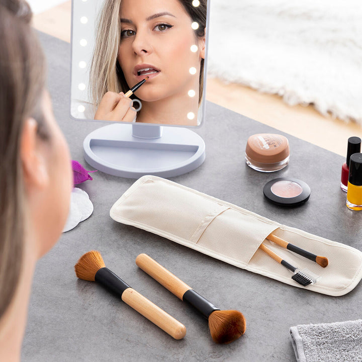 Set of Wooden Make-up Brushes with Carry Case Miset InnovaGoods 5 Units-0