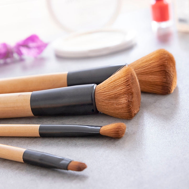 Set of Wooden Make-up Brushes with Carry Case Miset InnovaGoods 5 Units-7