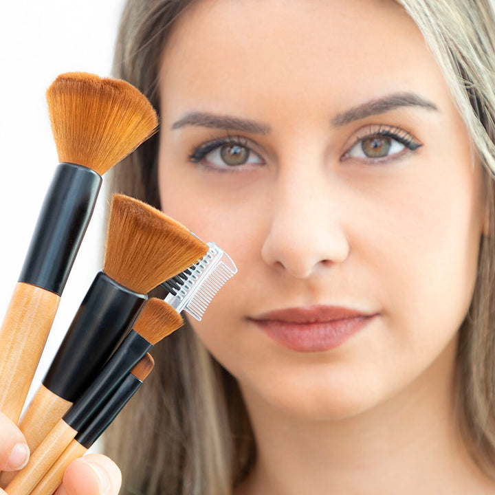 Set of Wooden Make-up Brushes with Carry Case Miset InnovaGoods 5 Units-6