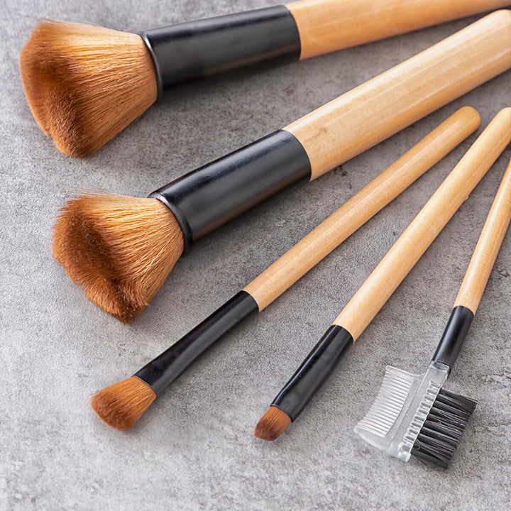 Set of Wooden Make-up Brushes with Carry Case Miset InnovaGoods 5 Units-4