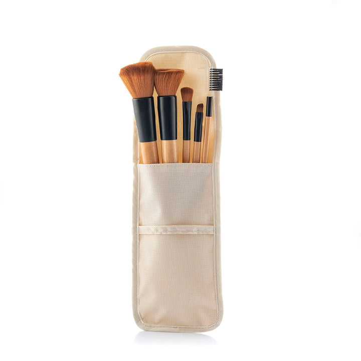 Set of Wooden Make-up Brushes with Carry Case Miset InnovaGoods 5 Units-3