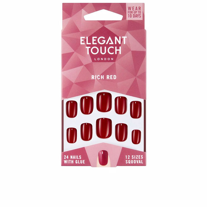 POLISHED COLOUR nails with glue squoval #rich red-0