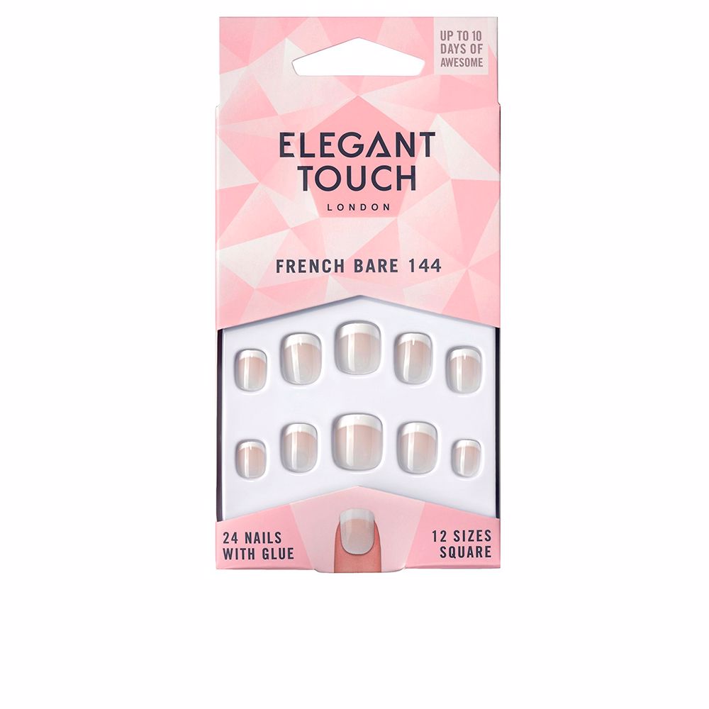 FRENCH bare nails with glue square #144-XS 24 u-0