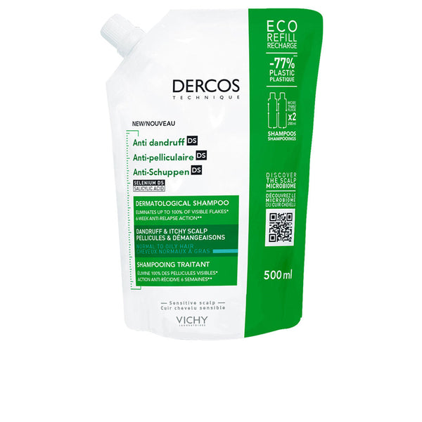 DERCOS anti-dandruff shampoo for normal to oily hair ecorefill 500 ml-0