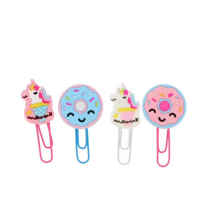 UNICORN AND DONUTS CLIPS 6 x 2.5 cm 4 u-0