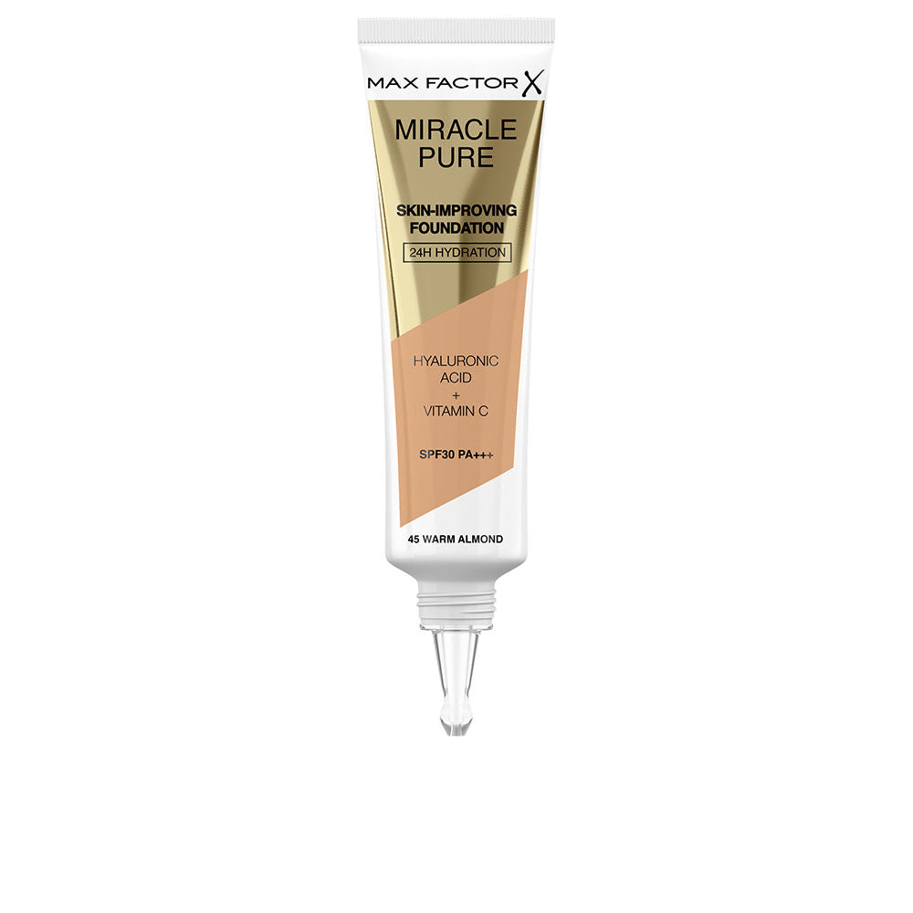 MIRACLE PURE skin-improving foundation 24h hydration SPF30 #45-warm almond 30 ml-0
