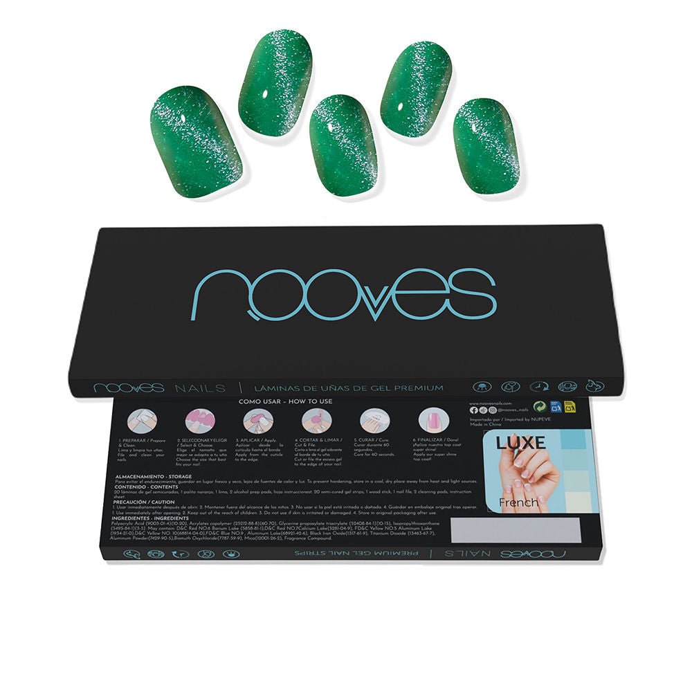 Jade Glass Premium Glam GEL NAIL SHEETS #cat eye green 20 u-0
