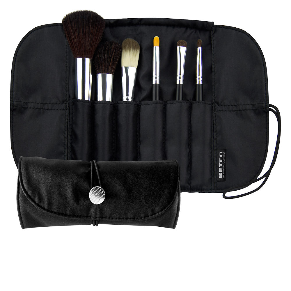 PROFESSIONAL estuche-manta con brochas make up 6 u-0